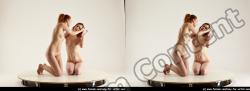 Nude Woman - Woman White Slim long red 3D Stereoscopic poses Pinup